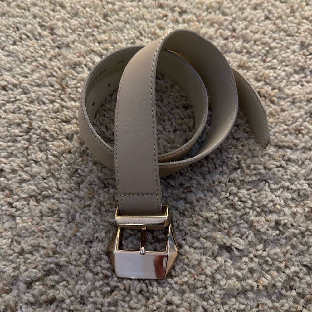 Zara beige belt- gold buckle